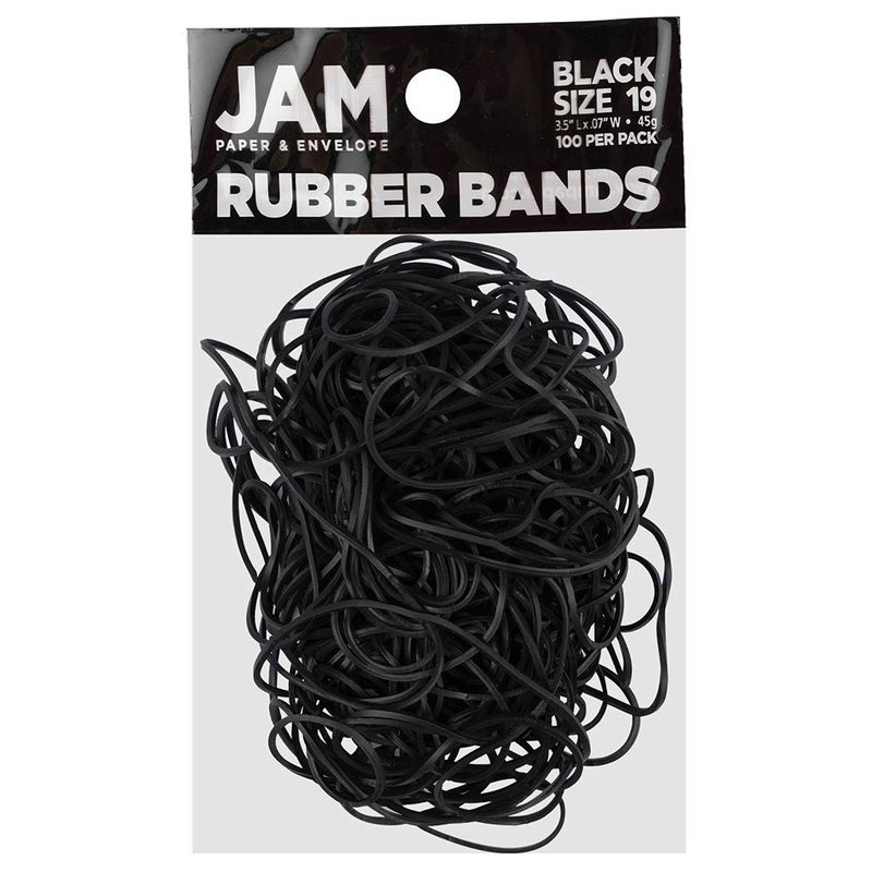 JAM PAPER Durable Rubber Bands - Size 19 - Black Multi-Purpose Rubberbands - 100/Pack - Image 1